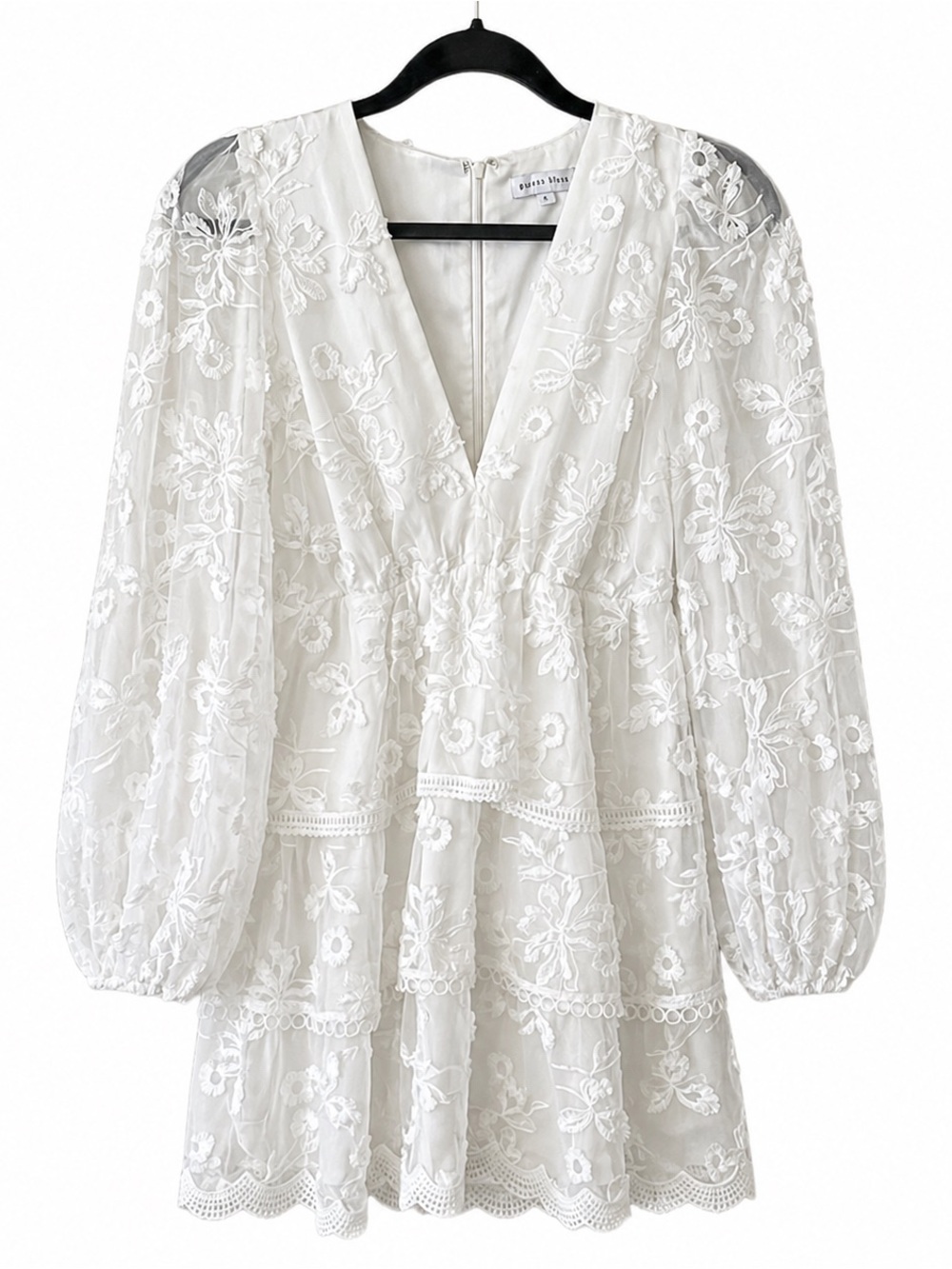 Gianni Bini White Floral Lace Mini Dress size 4
